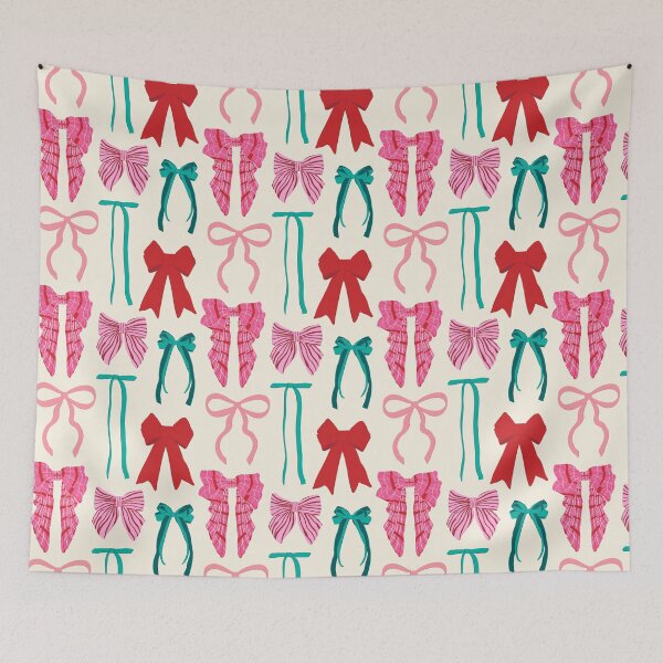 Item preview, Preppy Holiday Bow Wall in Cream designed and sold by YesterdayColl.
