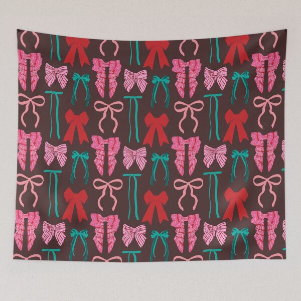 Item preview, Preppy Holiday Bow Wall in Chocolate Brown designed and sold by YesterdayColl.