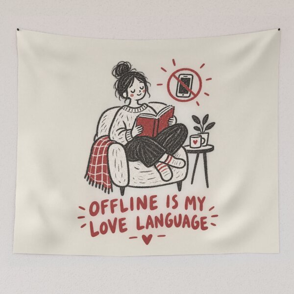 Item preview, Offline Is My Love Language | Cozy Reading Book Lover Doodle designed and sold by Moons Studio.