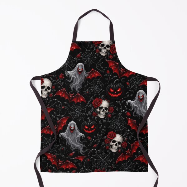 Item preview, Dark Gothic Halloween Skull, Ghost & Red Bat Pattern designed and sold by IMuDesigner.