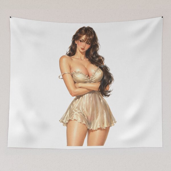 Item preview, Silk Dress Brunette Glamour Vintage 1940s Retro Fantasy Pin Up Art designed and sold by Cosplayvintage.