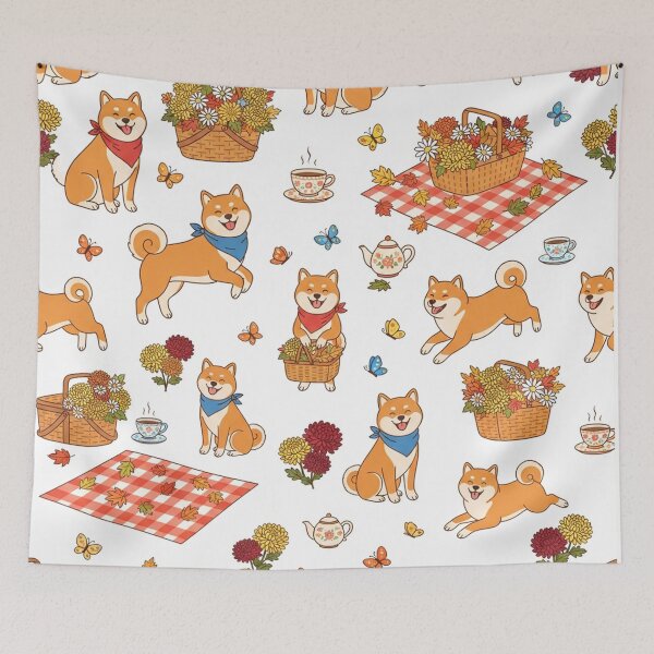 Item preview, Cute Shiba Inu Autumn Picnic Pattern    designed and sold by Owcomm.