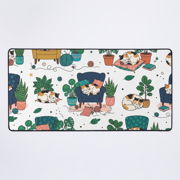 Item preview, Cozy Sleeping Cats And Houseplants Pattern designed and sold by Owcomm.