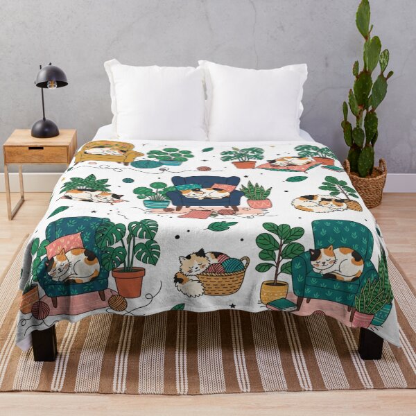 Item preview, Cozy Sleeping Cats And Houseplants Pattern designed and sold by Owcomm.