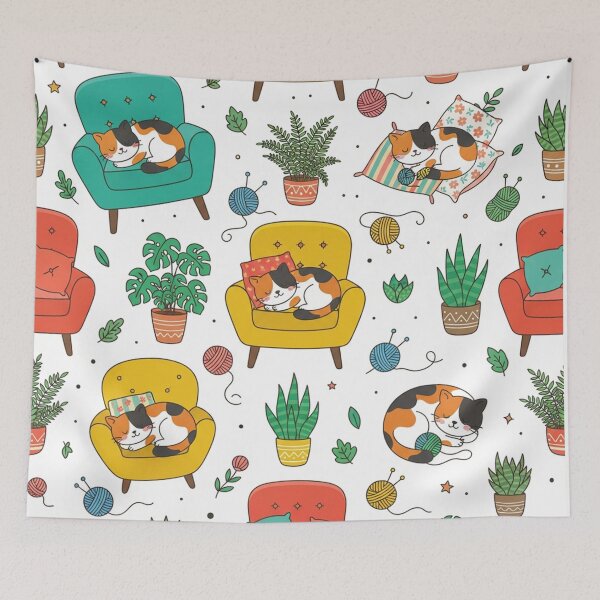 Item preview, Cozy Cats Sleeping In Colorful Armchairs designed and sold by Owcomm.