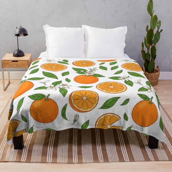 Item preview, Vibrant Orange Fruit and Blossoms Pattern designed and sold by Owcomm.