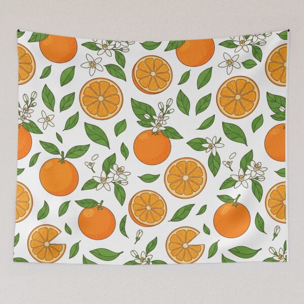 Item preview, Vibrant Orange Fruit and Blossoms Pattern    designed and sold by Owcomm.