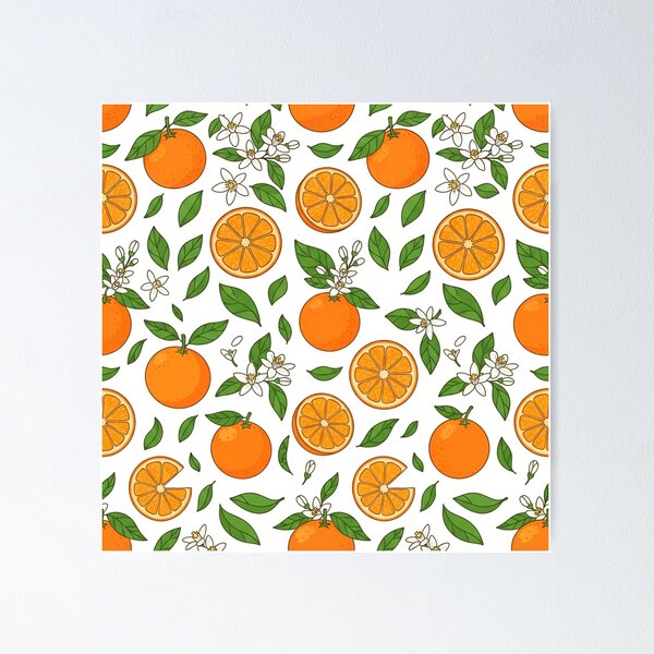 Item preview, Vibrant Orange Fruit and Blossoms Pattern    designed and sold by Owcomm.
