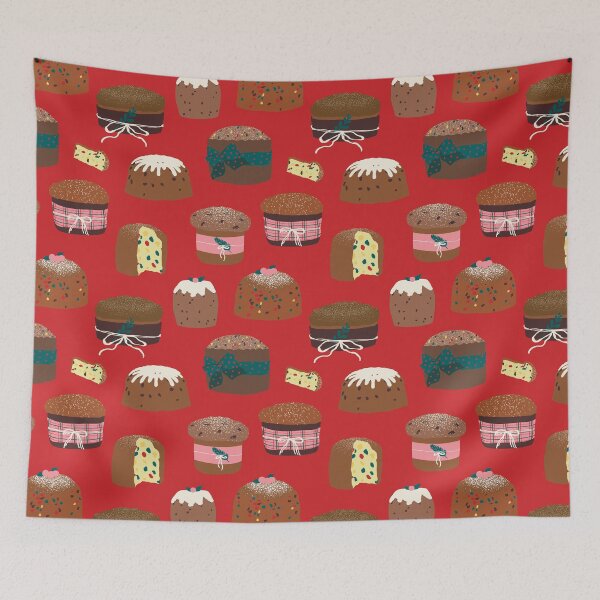 Item preview, Italian Christmas Panettone Cakes in Holly Red designed and sold by YesterdayColl.