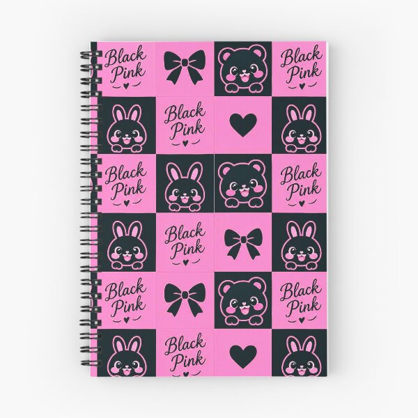 Item preview, Cute Black & Pink Kawaii Bear and Bunny Checkerboard Pattern designed and sold by IMuDesigner.