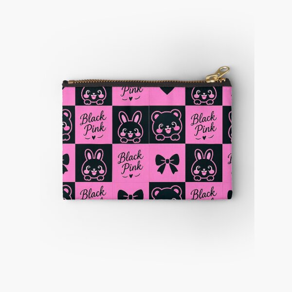 Item preview, Cute Black & Pink Kawaii Bear and Bunny Checkerboard Pattern designed and sold by IMuDesigner.