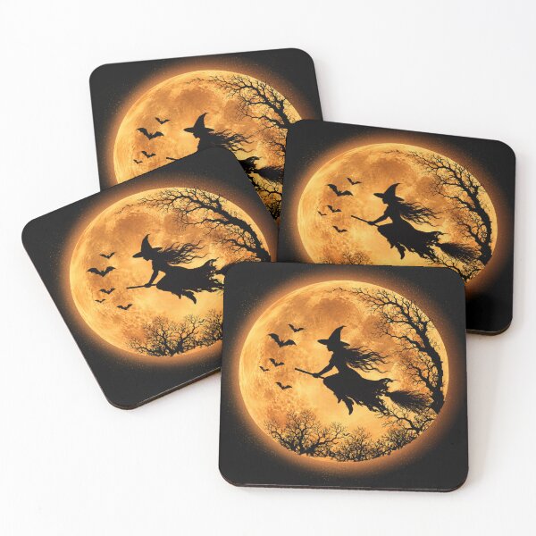 Item preview, Halloween Witch Moon – Flying Witch Silhouette designed and sold by MyMerryMary.