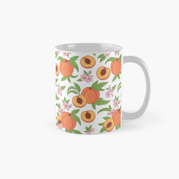 Item preview, Vibrant Peach Fruit Pattern With Blossom Flowers designed and sold by Owcomm.