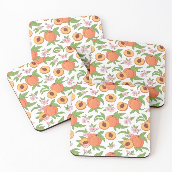 Item preview, Vibrant Peach Fruit Pattern With Blossom Flowers designed and sold by Owcomm.