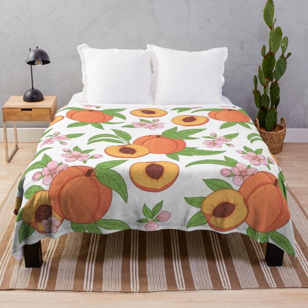 Item preview, Vibrant Peach Fruit Pattern With Blossom Flowers designed and sold by Owcomm.