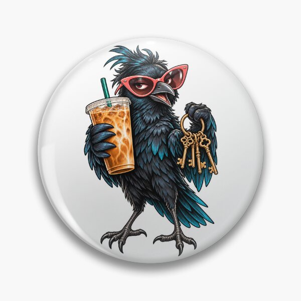 Item preview, Chaotic Crow with Coffee and Keys designed and sold by Beautifully Unhinged.