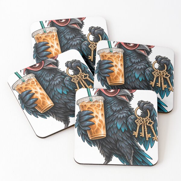 Item preview, Chaotic Crow with Coffee and Keys designed and sold by Beautifully Unhinged.