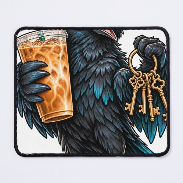 Item preview, Chaotic Crow with Coffee and Keys designed and sold by Beautifully Unhinged.