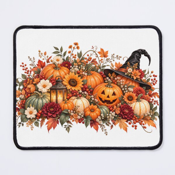 Item preview, Halloween Pumpkin Floral Arrangement – Autumn Witch Hat & Jack O Lantern Design designed and sold by NucciCollective.