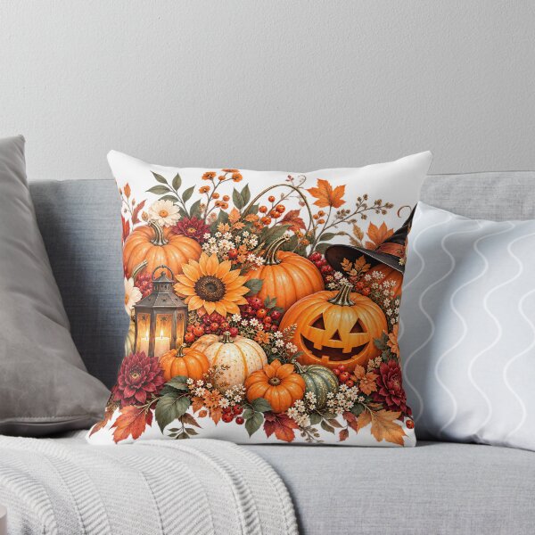 Item preview, Halloween Pumpkin Floral Arrangement – Autumn Witch Hat & Jack O Lantern Design designed and sold by NucciCollective.