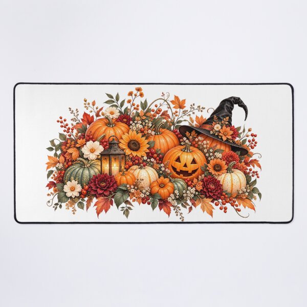 Item preview, Halloween Pumpkin Floral Arrangement – Autumn Witch Hat & Jack O Lantern Design designed and sold by NucciCollective.