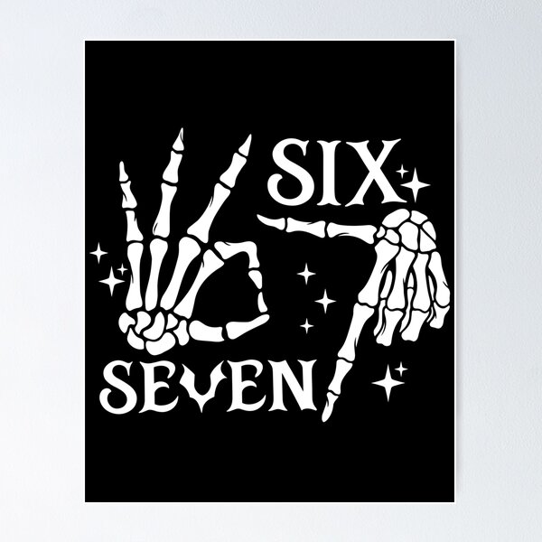 Item preview, Funny Skeleton Six Seven Meme Hand Sign Halloween designed and sold by Krasnovaovaova.