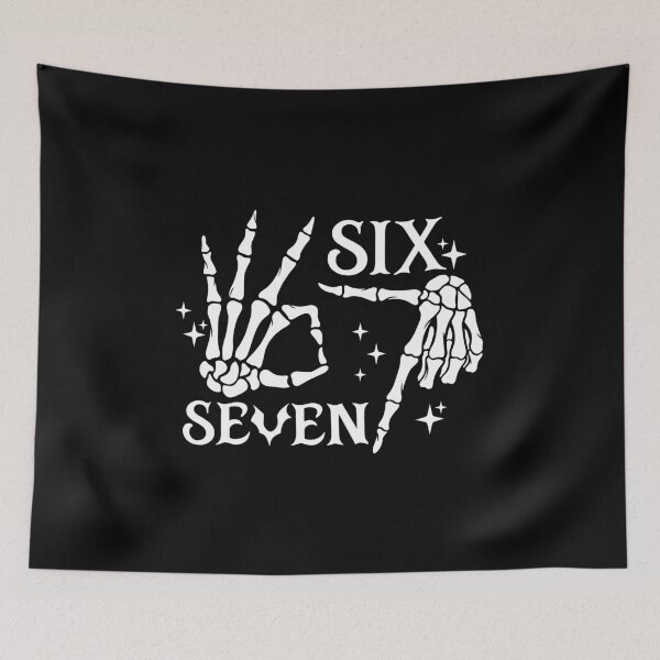 Item preview, Funny Skeleton Six Seven Meme Hand Sign Halloween designed and sold by Krasnovaovaova.