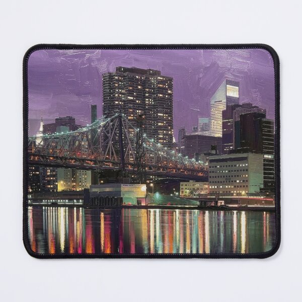 Item preview, Midnight Manhattan - Queensboro Bridge & Skyline Impasto Painting designed and sold by CleverCulture.