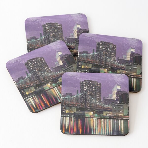 Item preview, Midnight Manhattan - Queensboro Bridge & Skyline Impasto Painting designed and sold by CleverCulture.