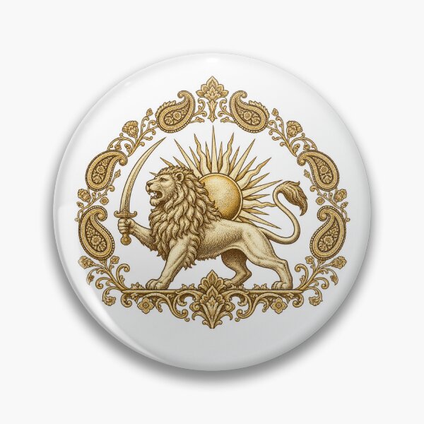 Item preview, Vintage Persian Lion and Sun Emblem – Shir o Khorshid Iran Heritage Design designed and sold by My Joyful Charm Store.