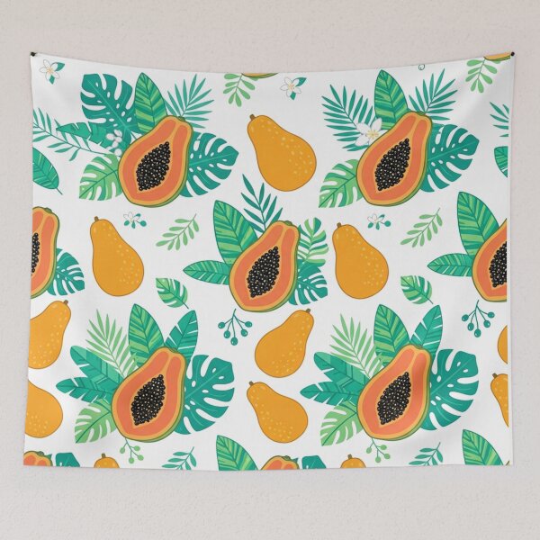 Item preview, Tropical Papaya Fruit and Leaves Pattern designed and sold by Owcomm.