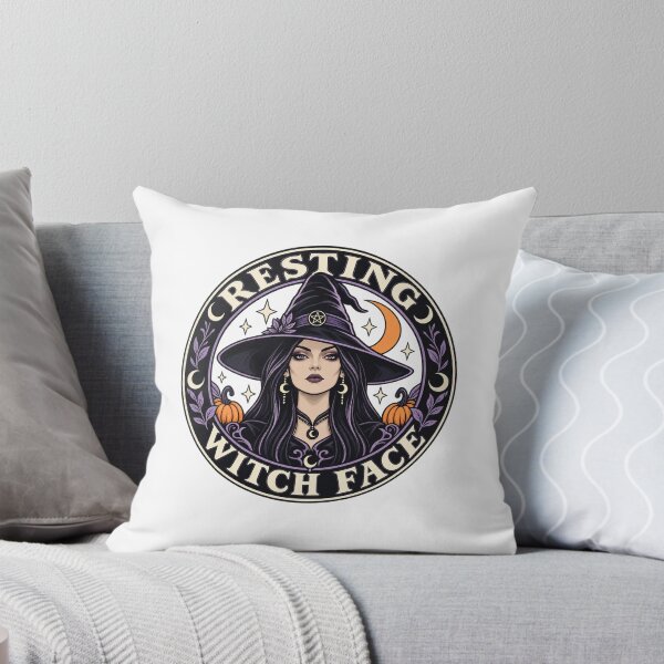 Item preview, Resting Witch Face Gothic Moon Badge Design designed and sold by epic-phrases.