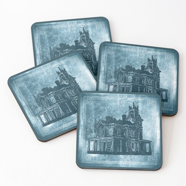 Item preview, Weathered Gothic Victorian Mansion with Bats Blue designed and sold by Ghoul Enterprises.