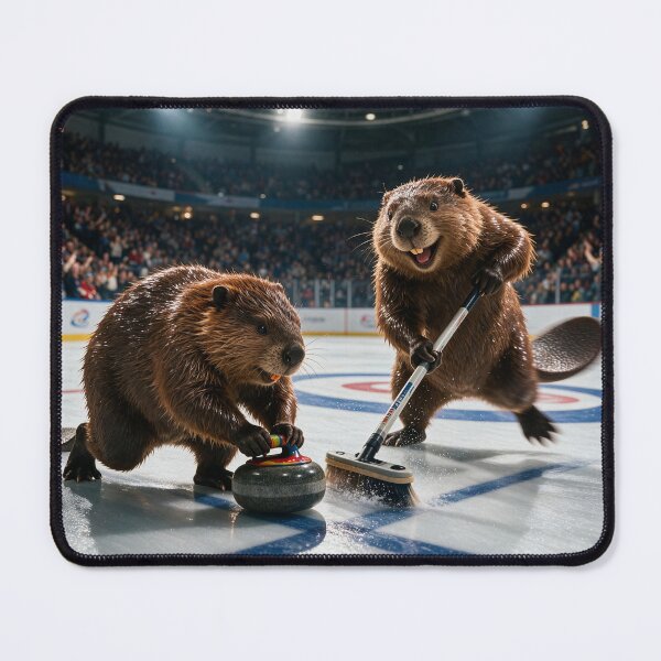 Item preview, Curling Beavers Brim with Enthusiasm designed and sold by Tridentulus.
