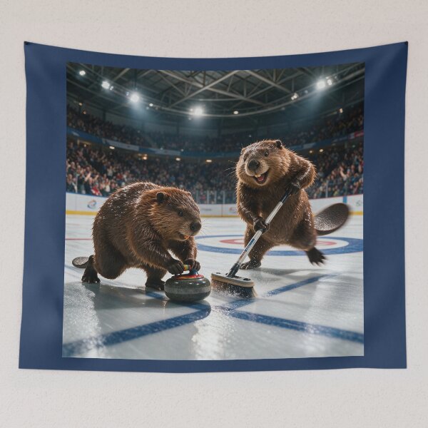 Item preview, Curling Beavers Brim with Enthusiasm designed and sold by Tridentulus.