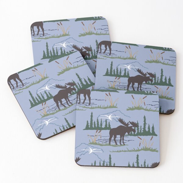 Item preview, Mountain Moose in Ice Blue designed and sold by YesterdayColl.