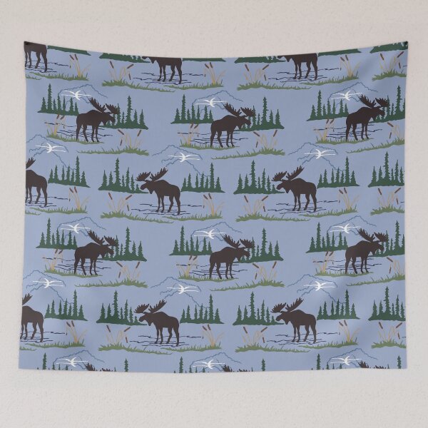 Item preview, Mountain Moose in Ice Blue designed and sold by YesterdayColl.
