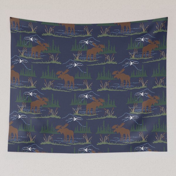 Item preview, Mountain Moose in Navy Blue designed and sold by YesterdayColl.
