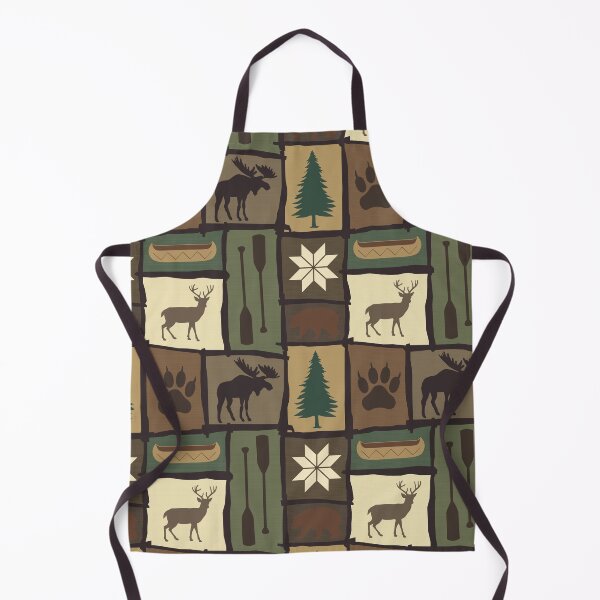 Item preview, Cabincore Log Framed Woodland Winter Patchwork in Brown + Green designed and sold by YesterdayColl.