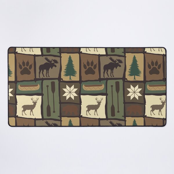 Item preview, Cabincore Log Framed Woodland Winter Patchwork in Brown + Green designed and sold by YesterdayColl.