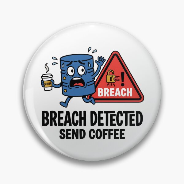 Item preview, Breach Detected Send Coffee Funny IT Humor Design designed and sold by Brain Fog Lab.