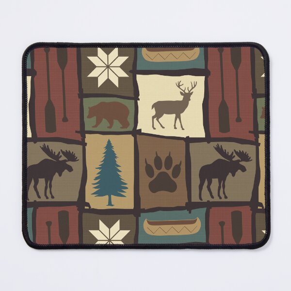 Item preview, Cabincore Log Framed Woodland Winter Patchwork in Warm Multi designed and sold by YesterdayColl.