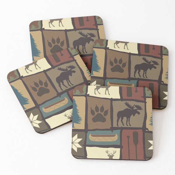 Item preview, Cabincore Log Framed Woodland Winter Patchwork in Warm Multi designed and sold by YesterdayColl.