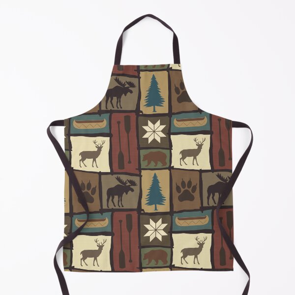 Item preview, Cabincore Log Framed Woodland Winter Patchwork in Warm Multi designed and sold by YesterdayColl.