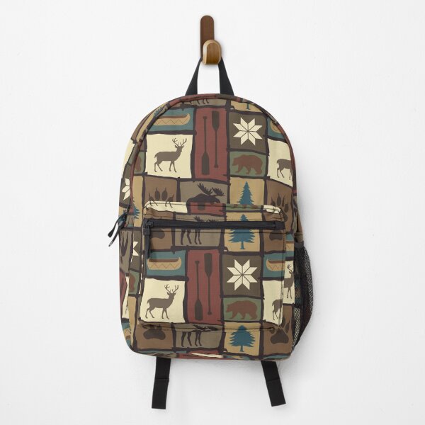 Item preview, Cabincore Log Framed Woodland Winter Patchwork in Warm Multi designed and sold by YesterdayColl.