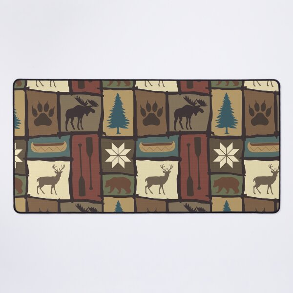 Item preview, Cabincore Log Framed Woodland Winter Patchwork in Warm Multi designed and sold by YesterdayColl.
