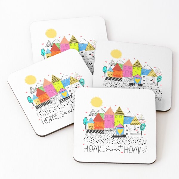 Item preview, Home Sweet Home Colorful Houses hand drawn in watercolor and ink designed and sold by Boy and Belugee Studio.
