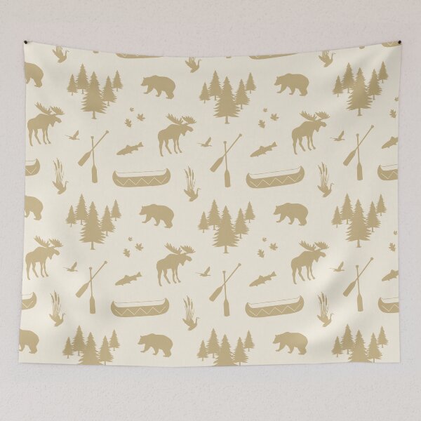 Item preview, Cabincore Lakeside Icons in Cream + Buckskin designed and sold by YesterdayColl.