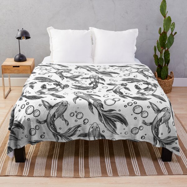 Item preview,  Koi fish, "Yin-Yang with Koi Carp": Japanese carp, waves, Zen tattoo-style design; vintage fish, sketch, fishing. designed and sold by ArtbySvetik.