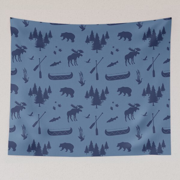 Item preview, Cabincore Lakeside Icons in Ice Blue + Navy designed and sold by YesterdayColl.